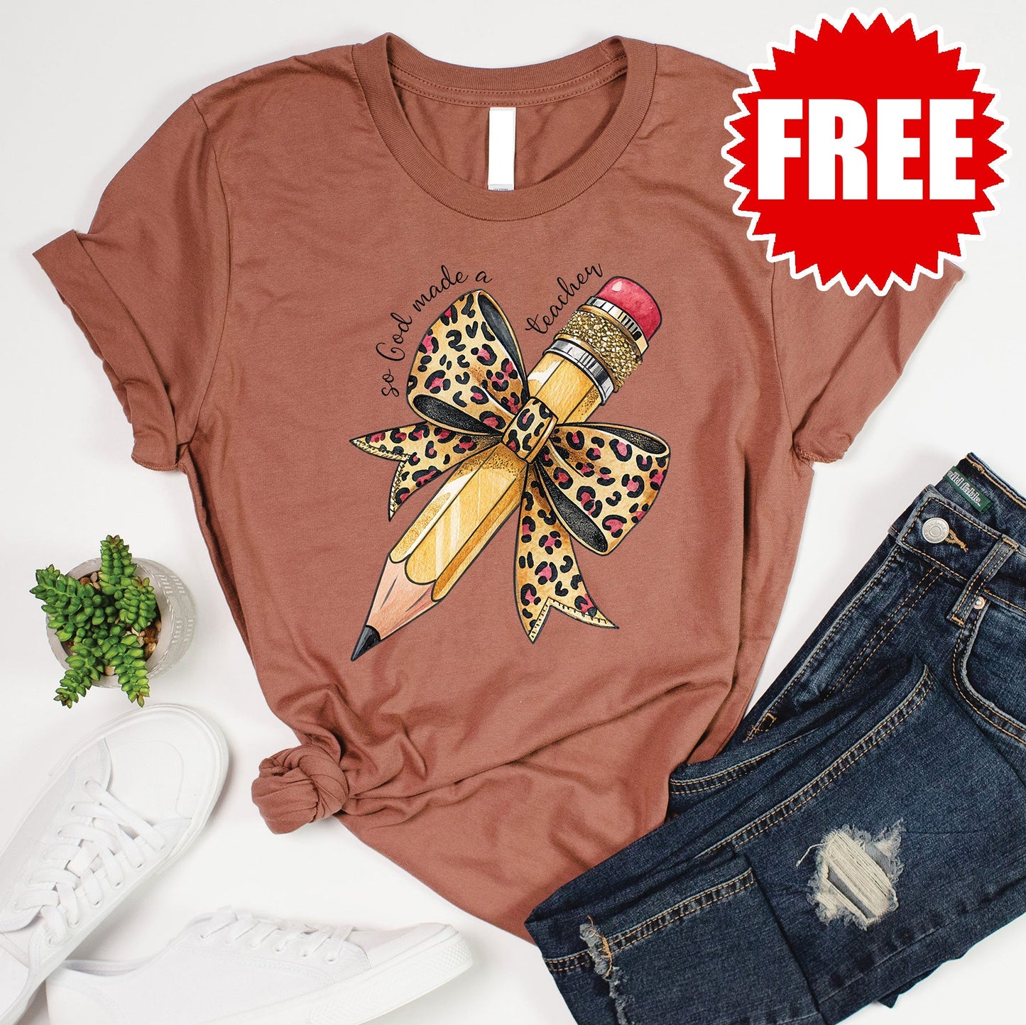 So God Made a Teacher Tee - Heather Chestnut - 0