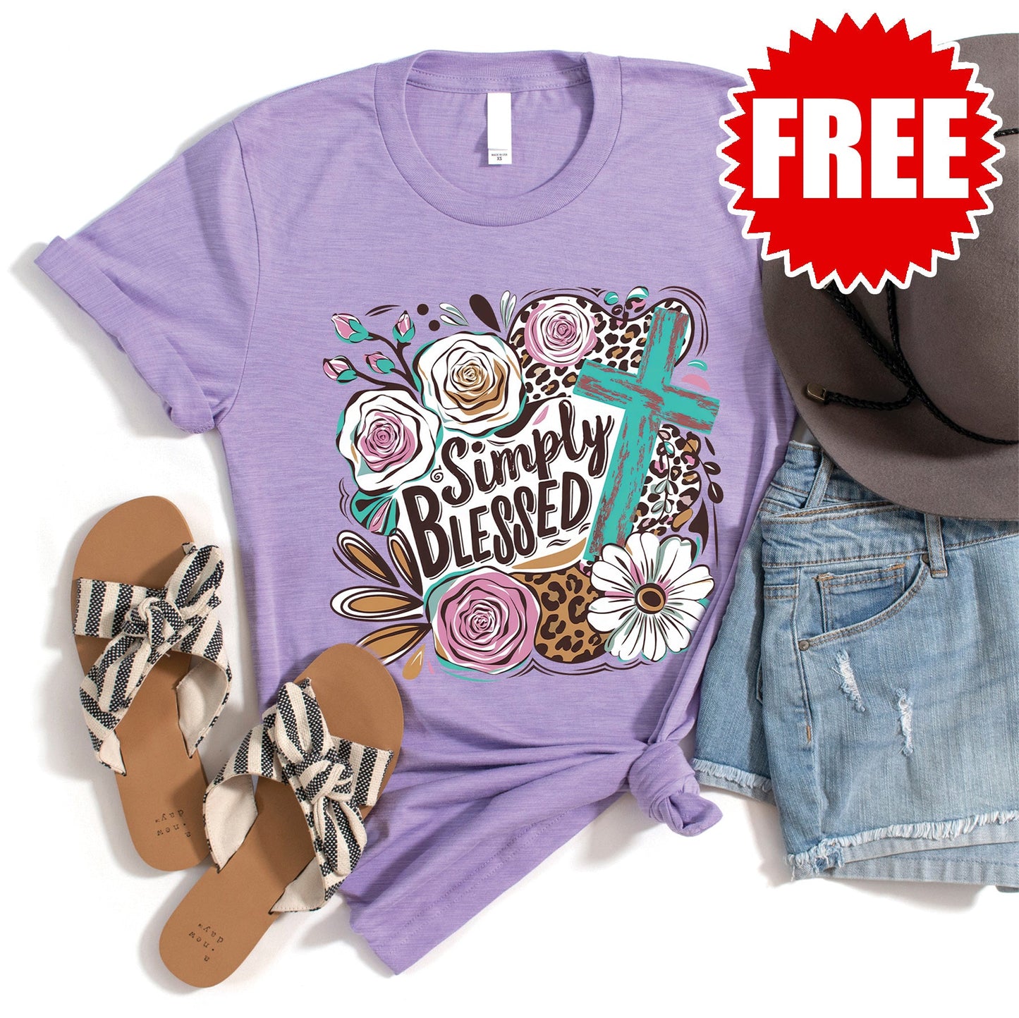 Simply Blessed Tee - Heather Dark Lavender - 0