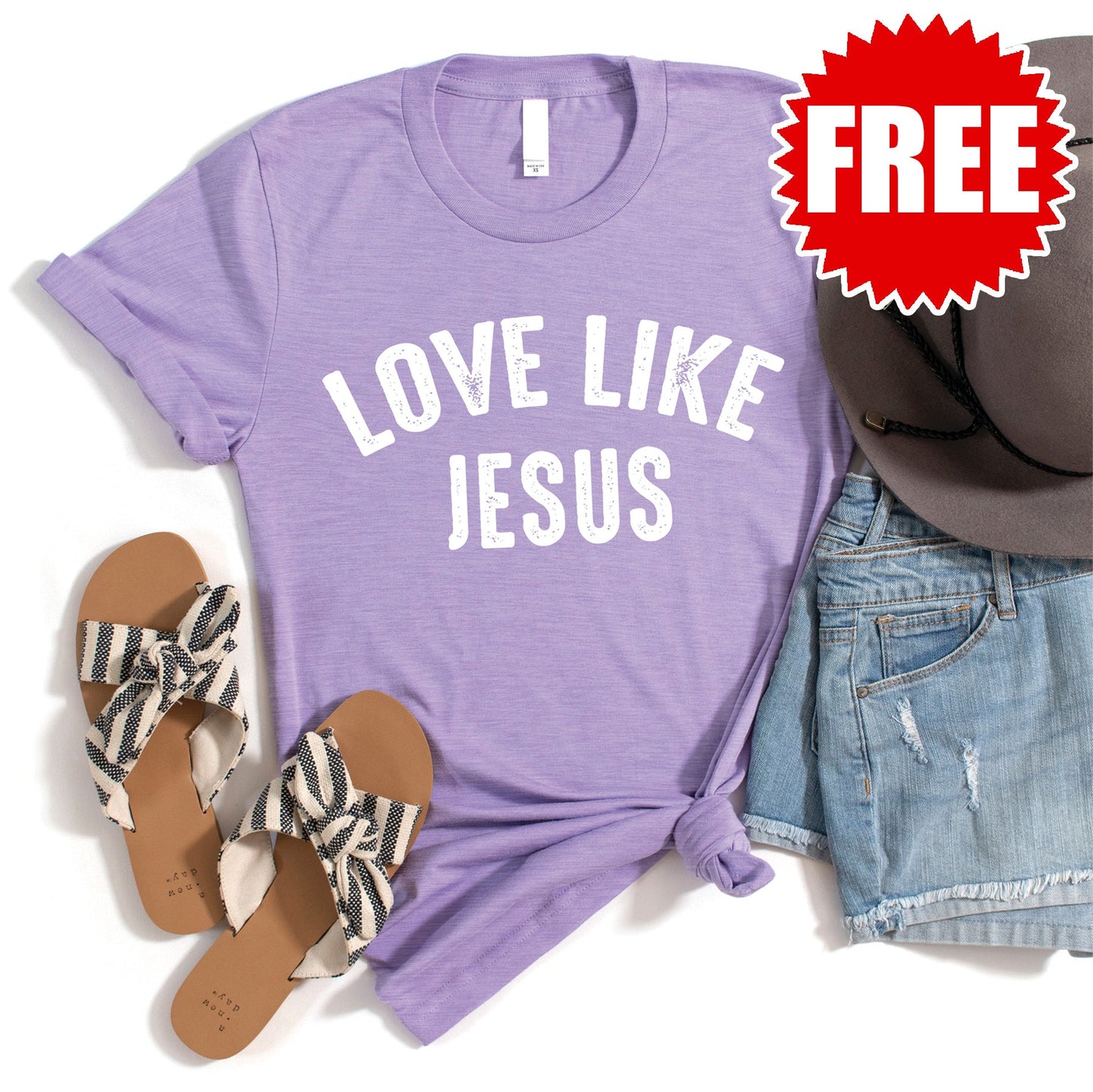 Love Like Jesus Tee - Heather Dark Lavender - 0