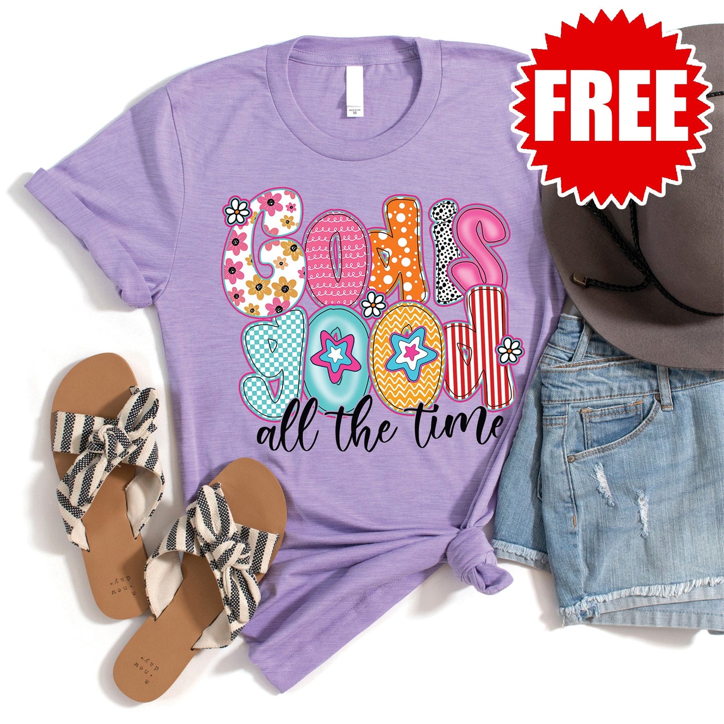 God is Good Tee - Heather Dark Lavender - 0 Style001