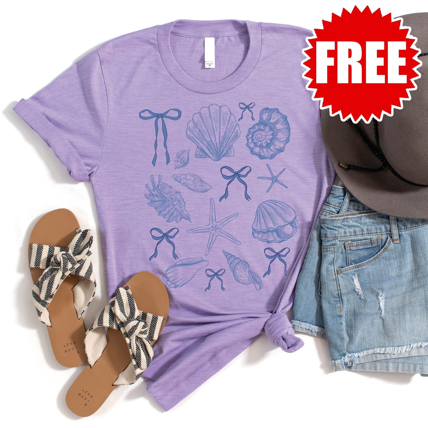 Sea Shells Tee - Heather Dark Lavender - 0