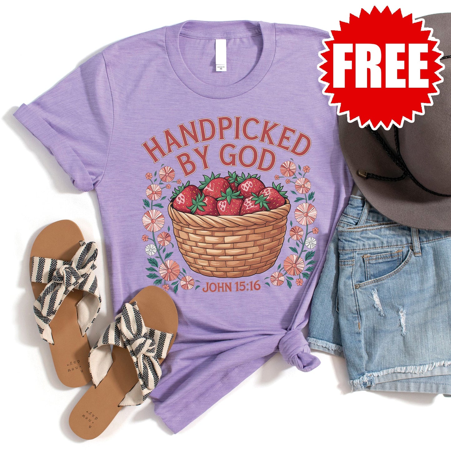 Handpicked by God Tee - Heather Dark Lavender - 0