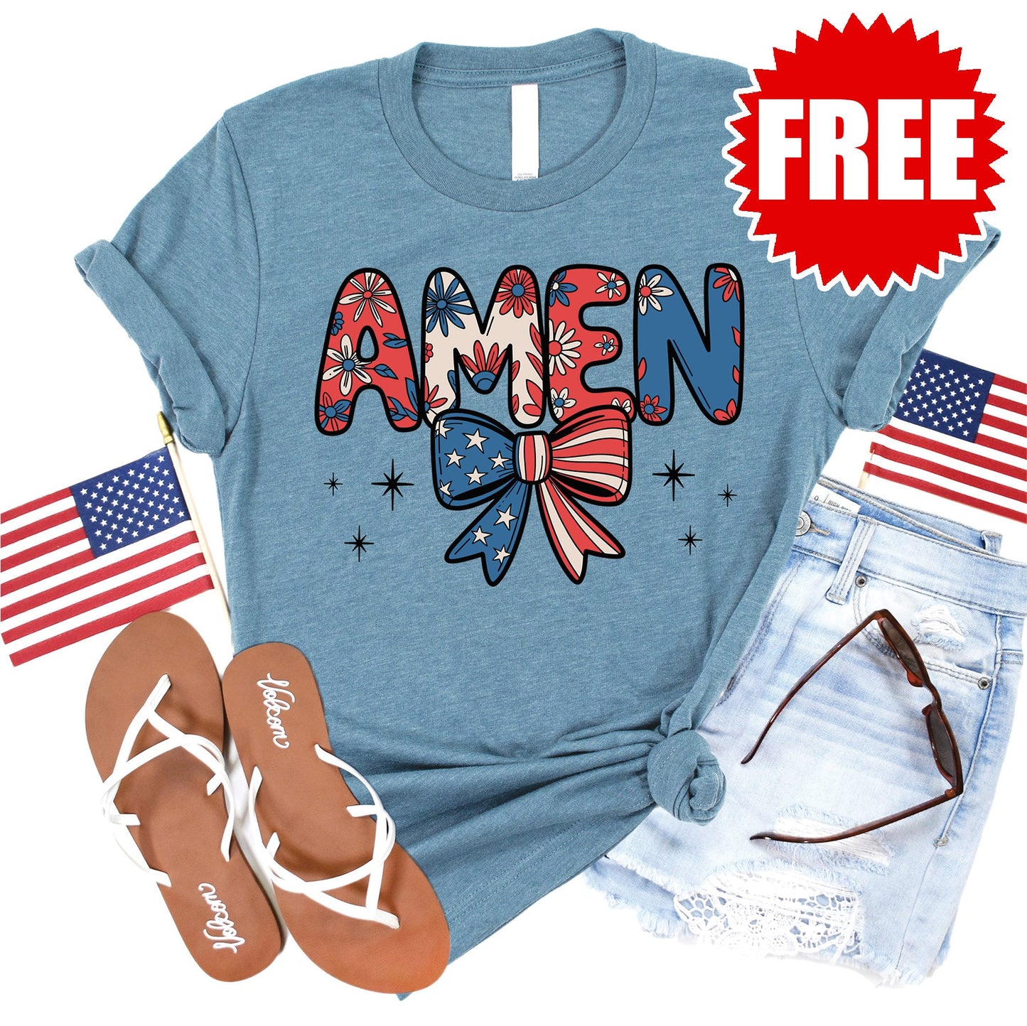 Amen Tee - Heather Denim - 0