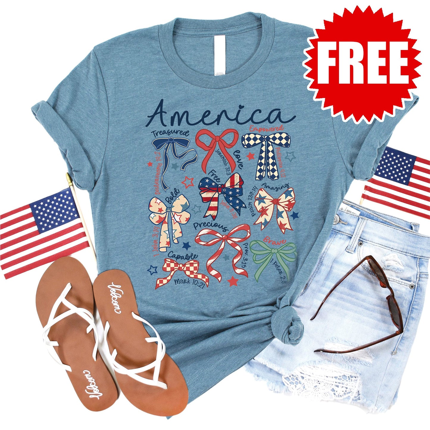 America Tee - Heather Denim - 0