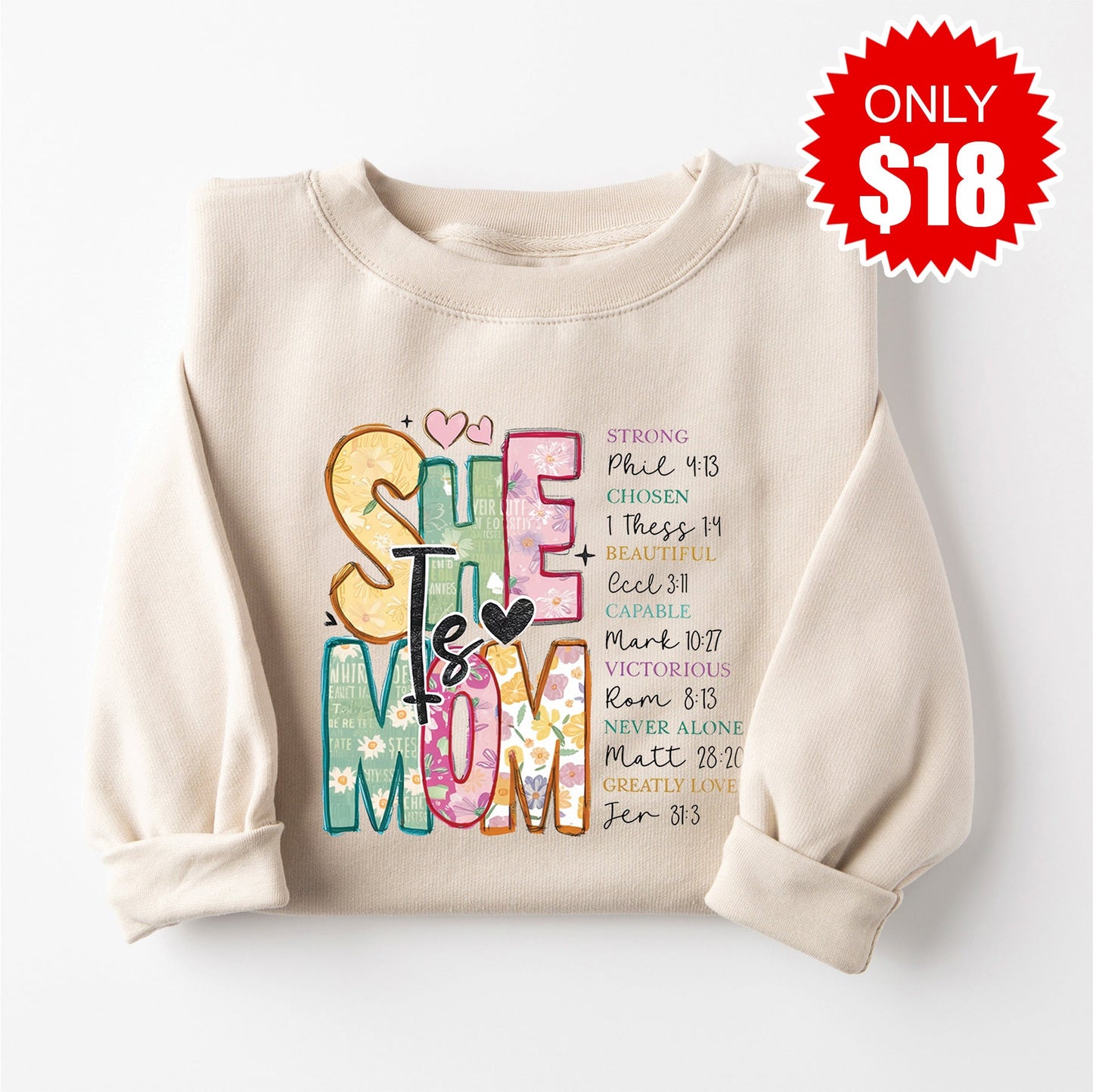 She is Mom Sweatshirt - Heather Dust - 18