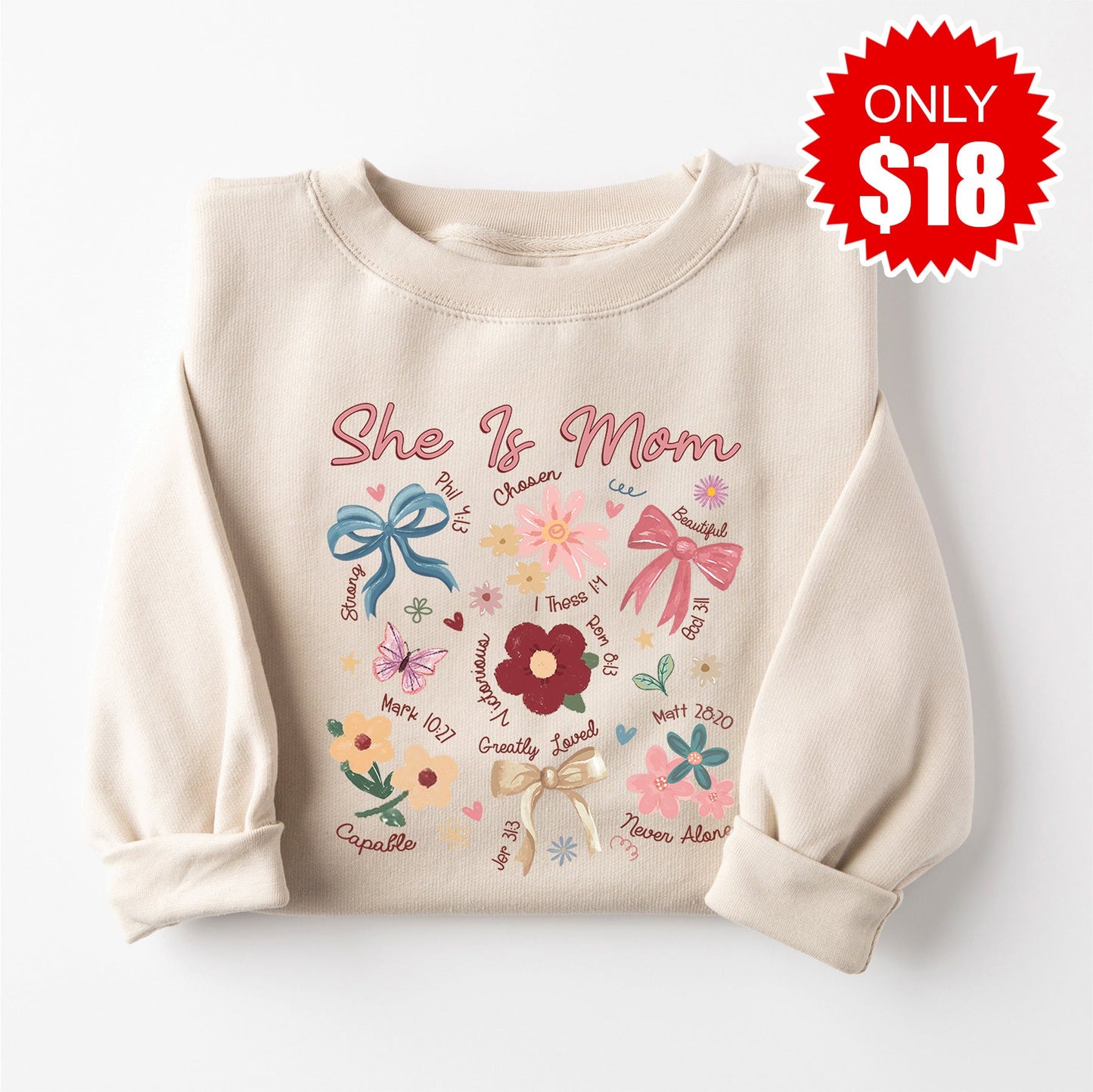 She is Mom Doodles Sweatshirt - Heather Dust - 18