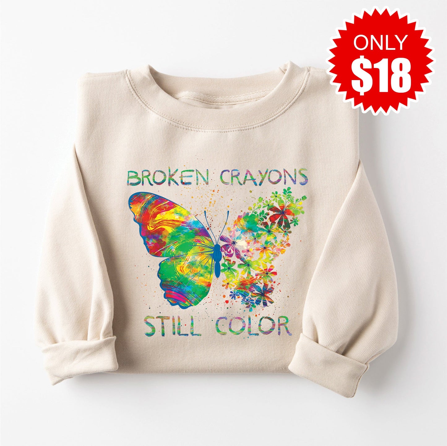 Broken Crayons Sweatshirt - Heather Dust - 18