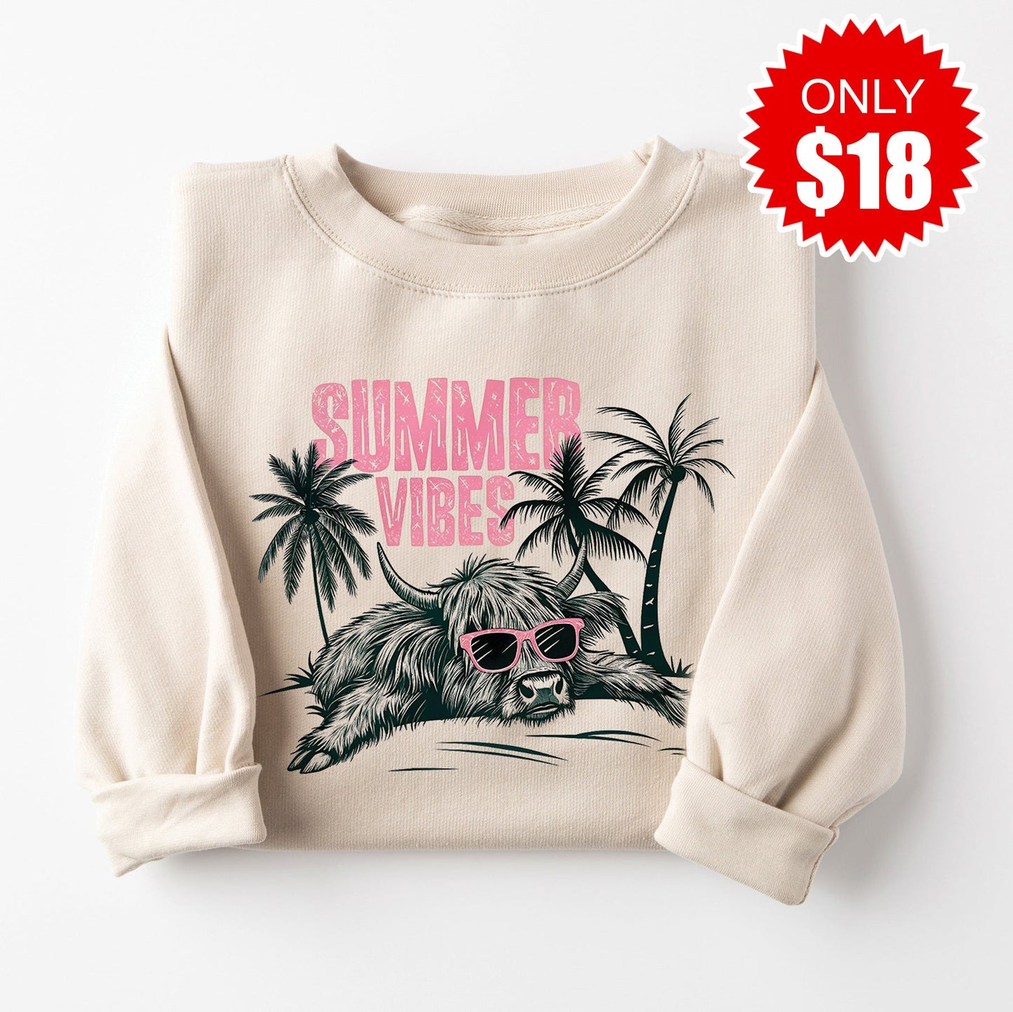 Summer Vibes Sweatshirt - Heather Dust - 18