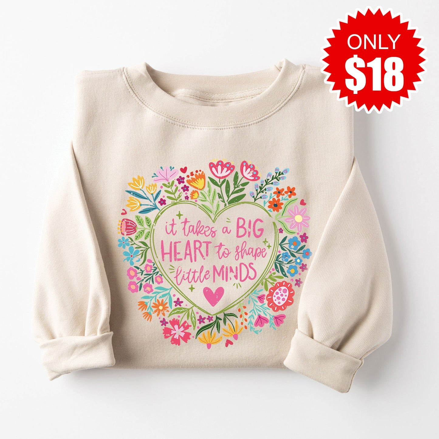 Big Heart Sweatshirt - Heather Dust - 18