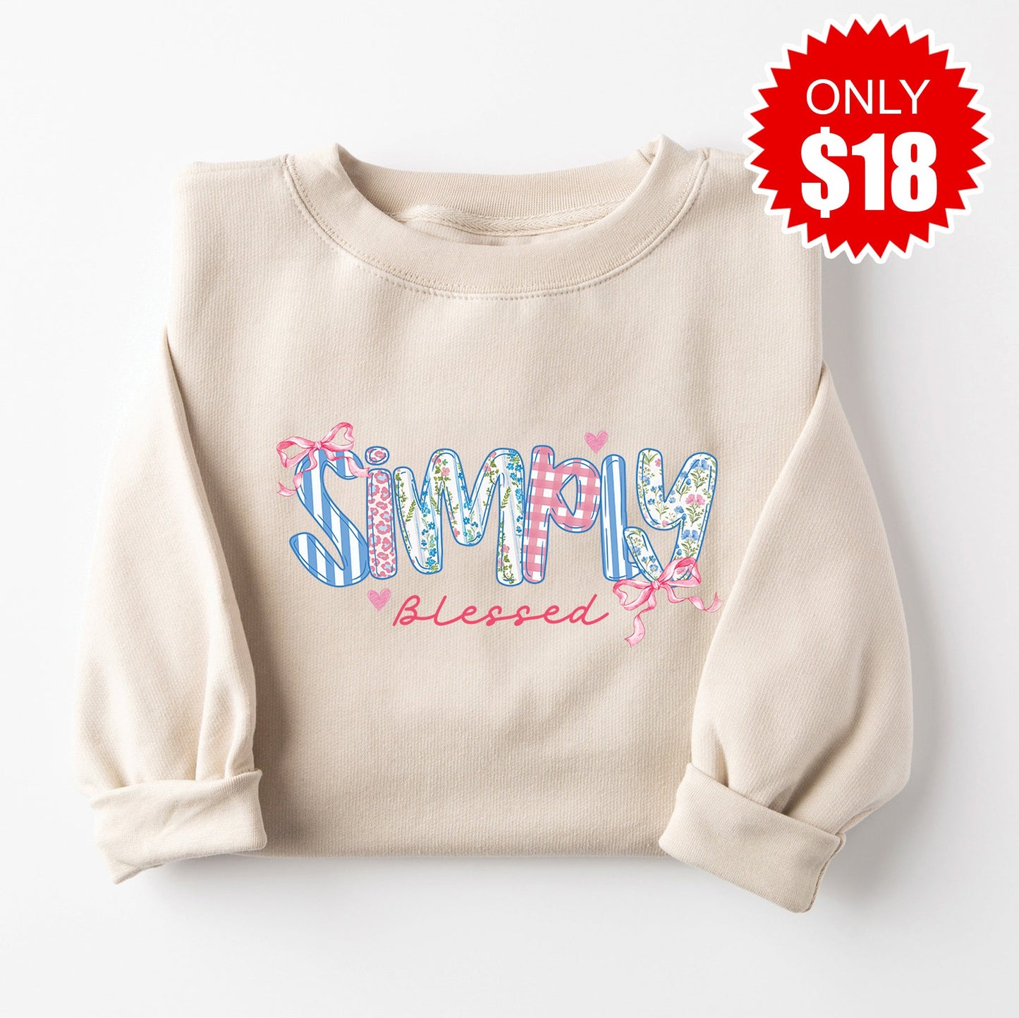 Simply Blessed Sweatshirt - Heather Dust - 18