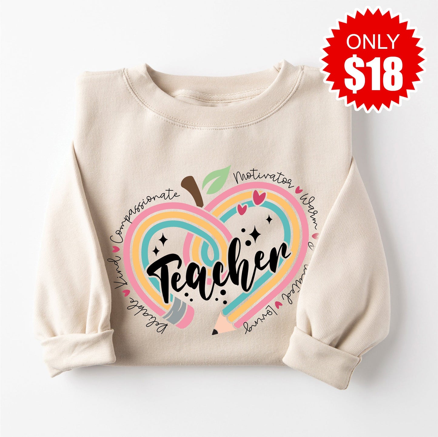 Teacher Sweatshirt - Heather Dust - 18 Style001