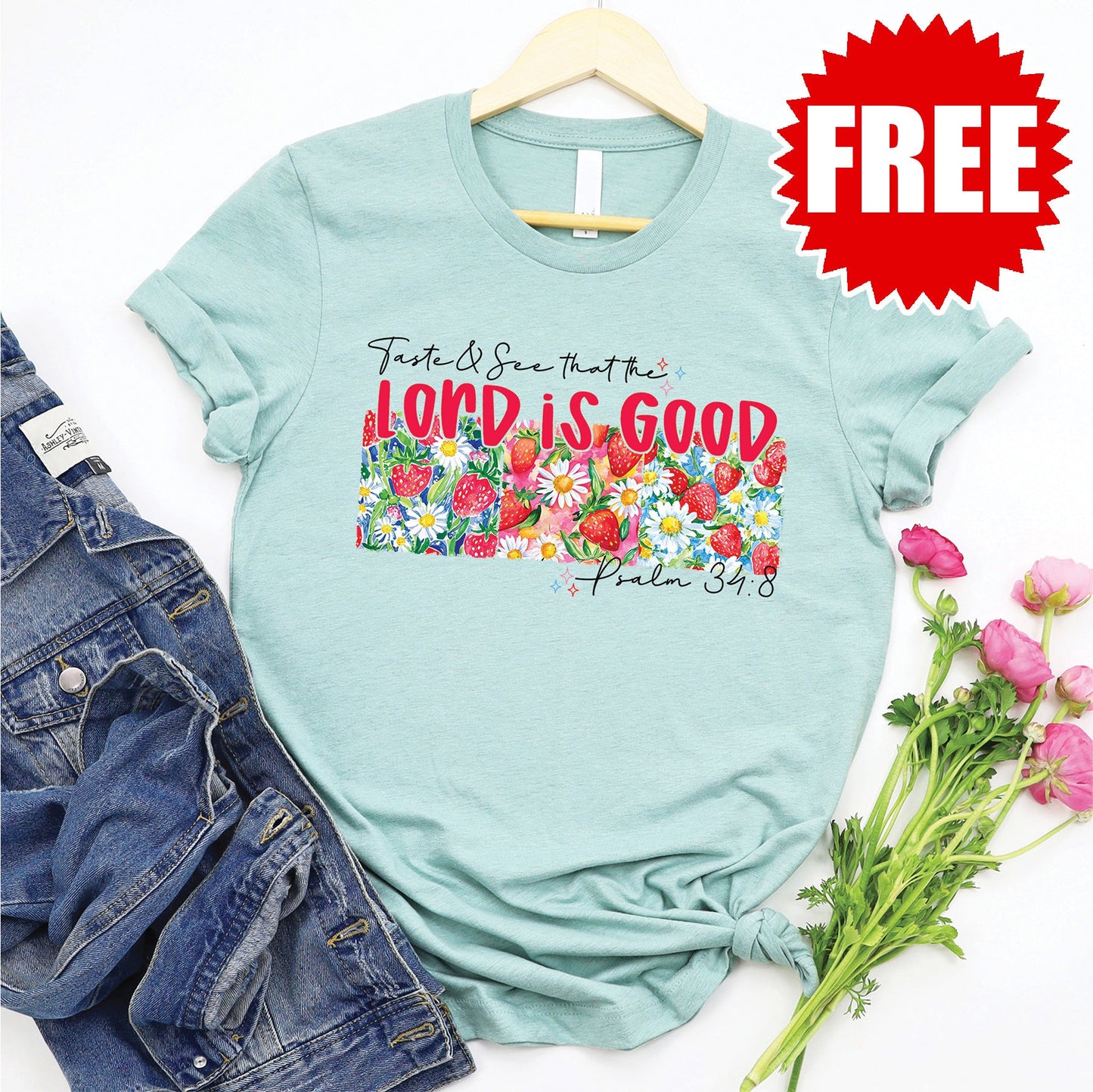 Lord is Good Tee - Heather Dusty Blue - 0