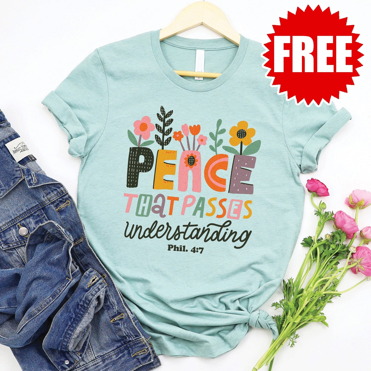 Peace That Passes Understanding Tee - Heather Dusty Blue - 0