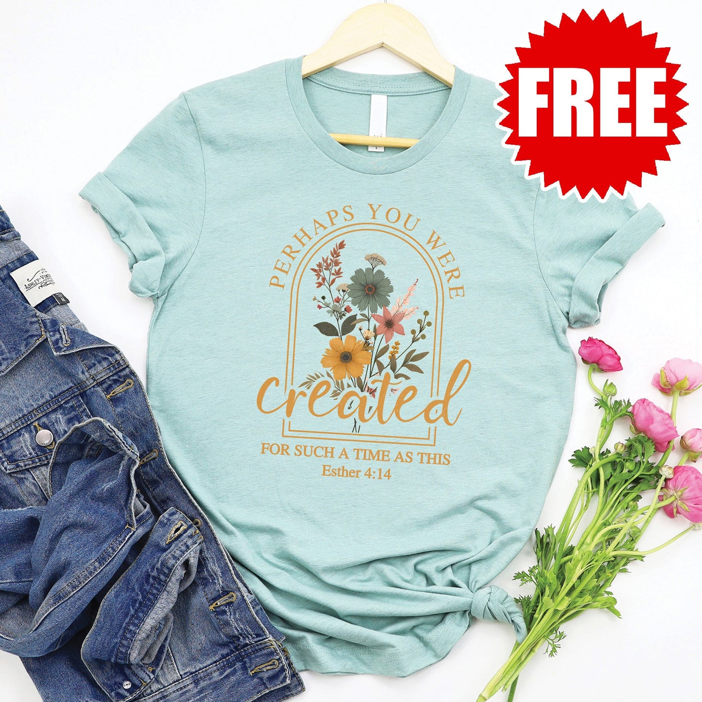 Created Tee - Heather Dusty Blue - 0