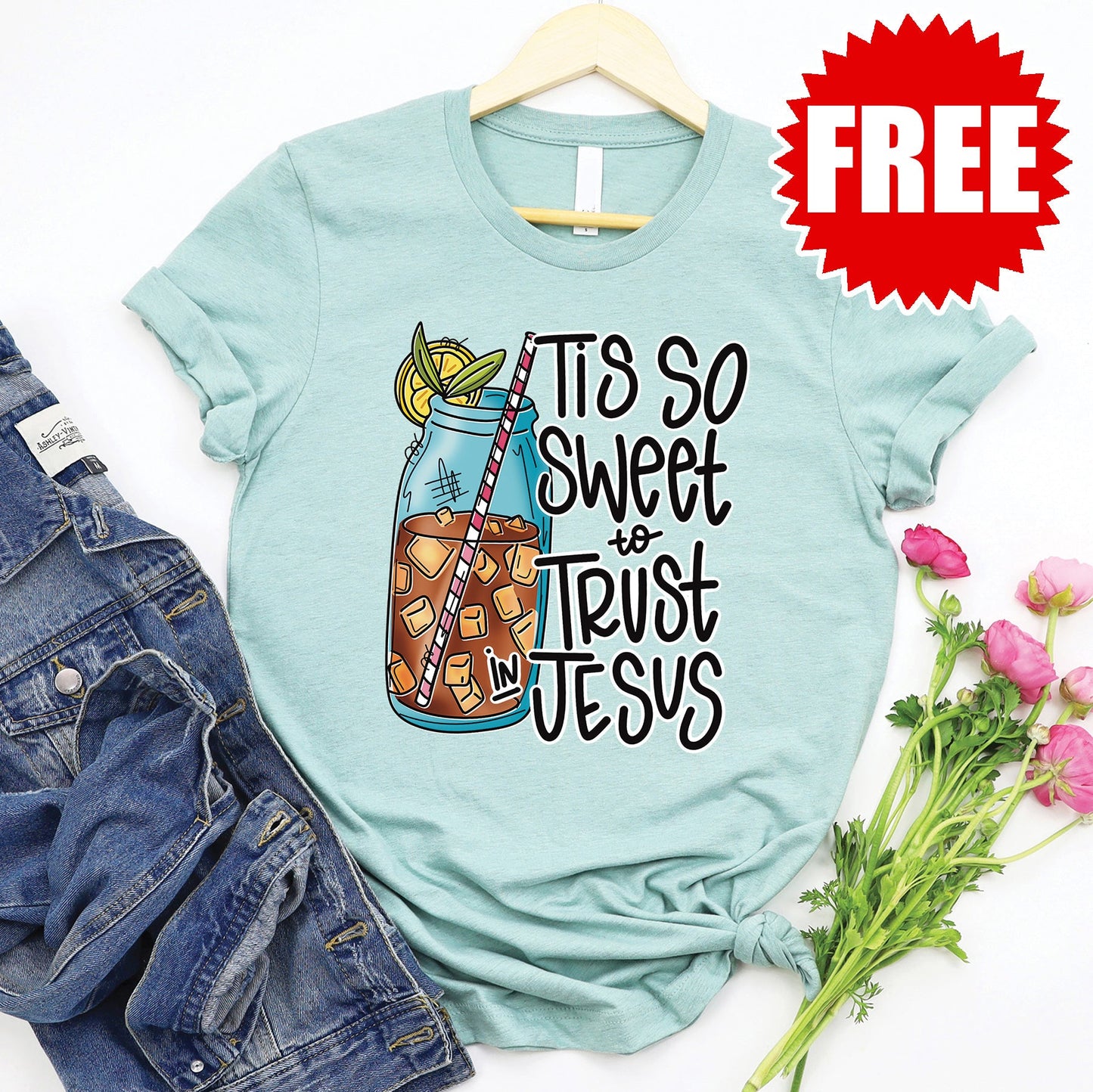 Tis So Sweet Tee - Heather Dusty Blue - 0