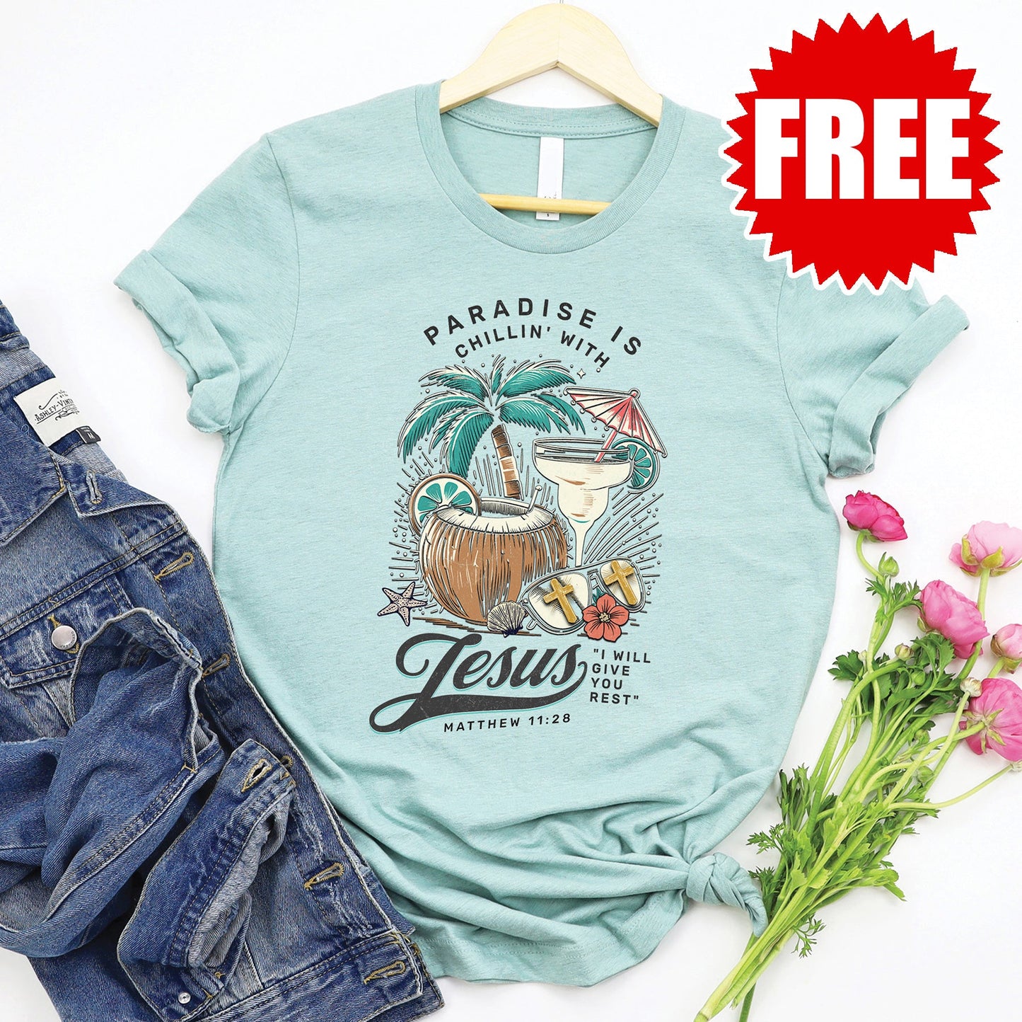 Paradise Tee - Heather Dusty Blue - 0