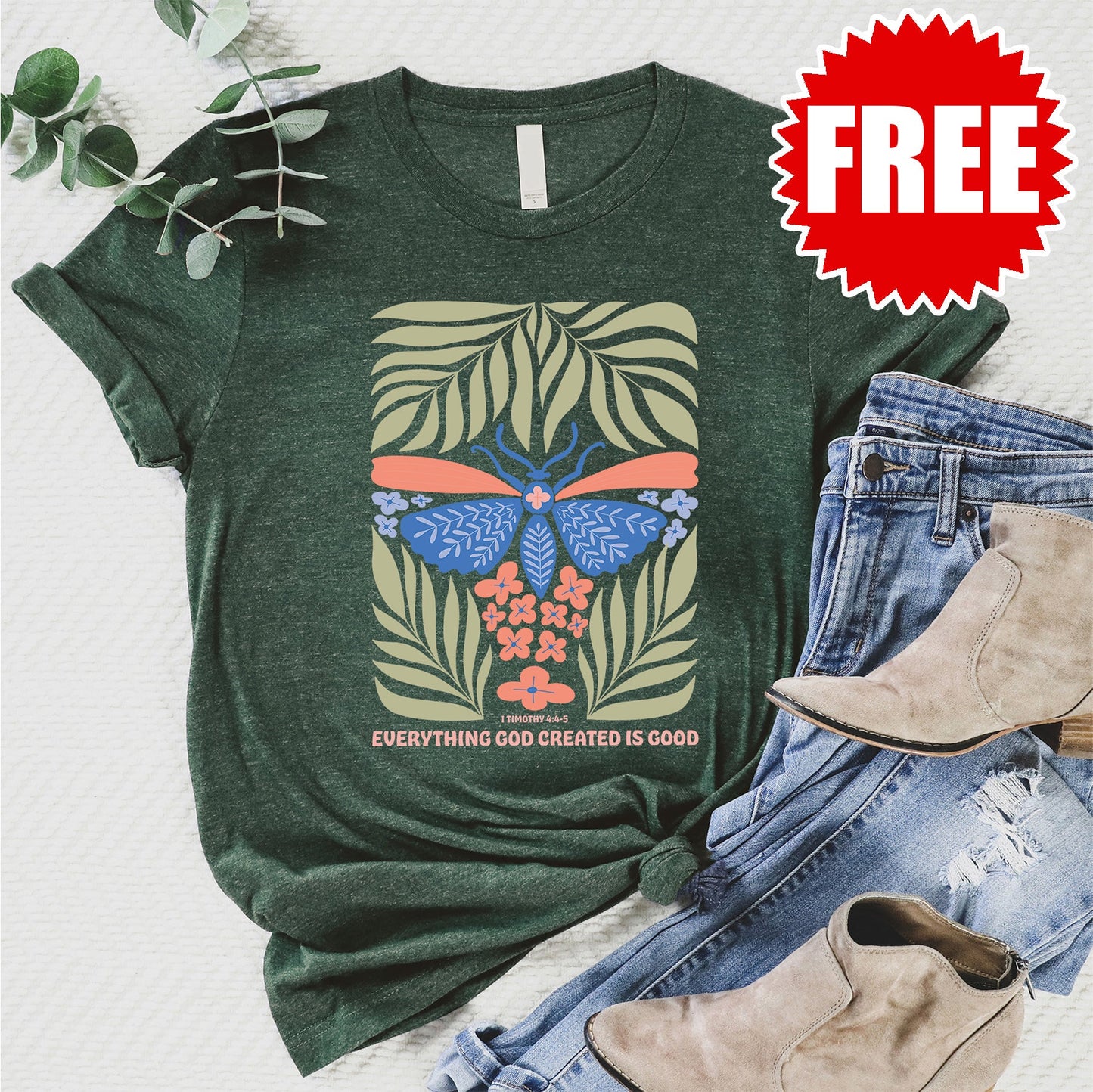 Everything Is Good Tee - Heather Forest - 0