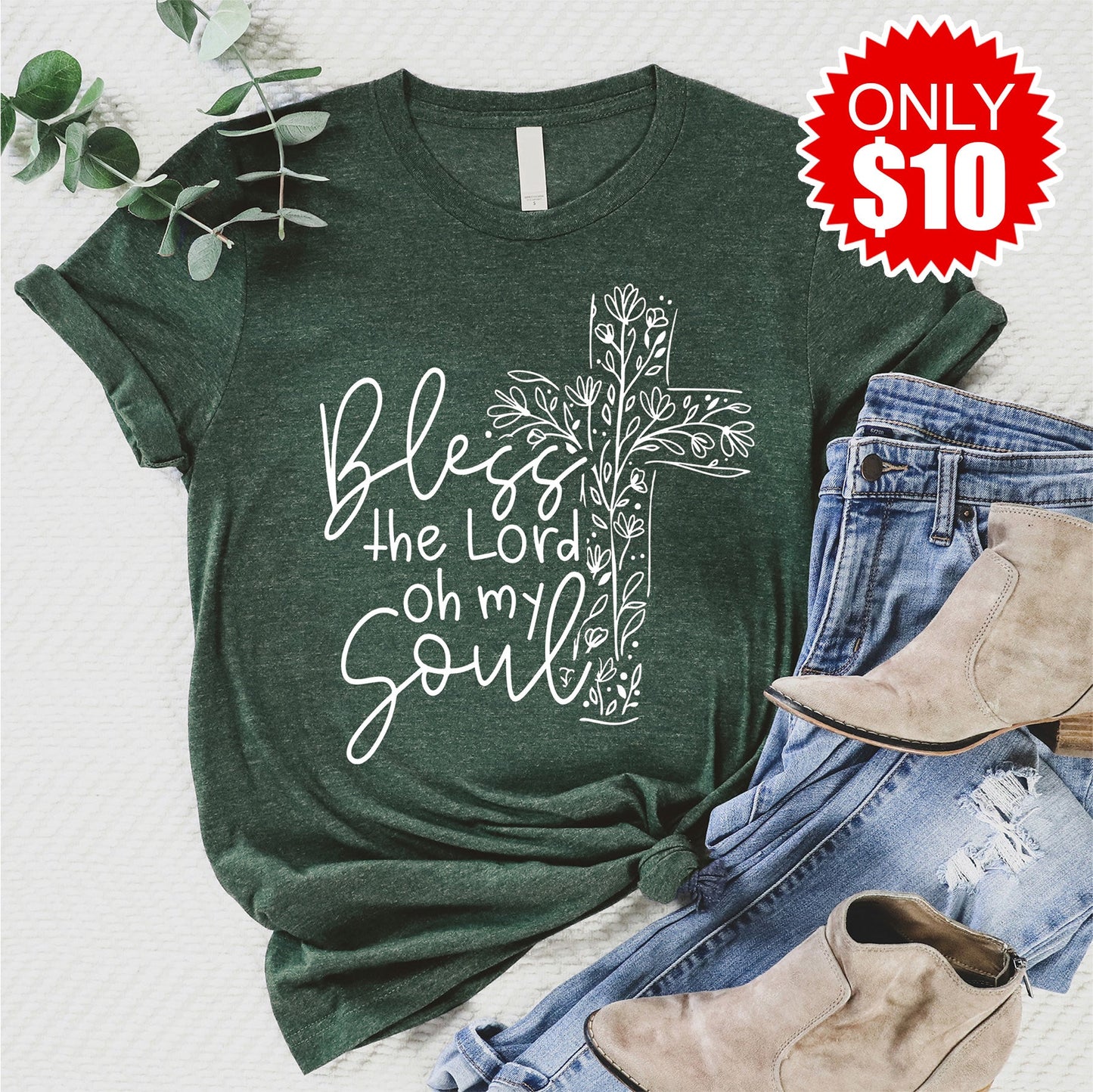 Bless The Lord Tee - Heather Forest