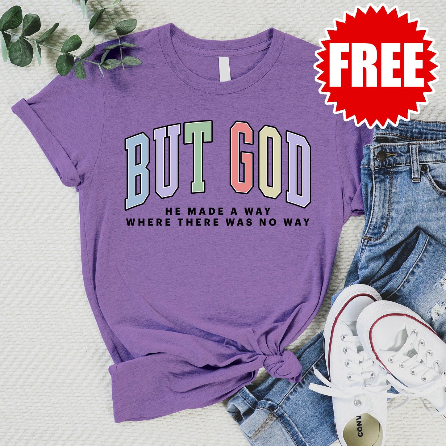 But God Tee - Heather Grape - FREE