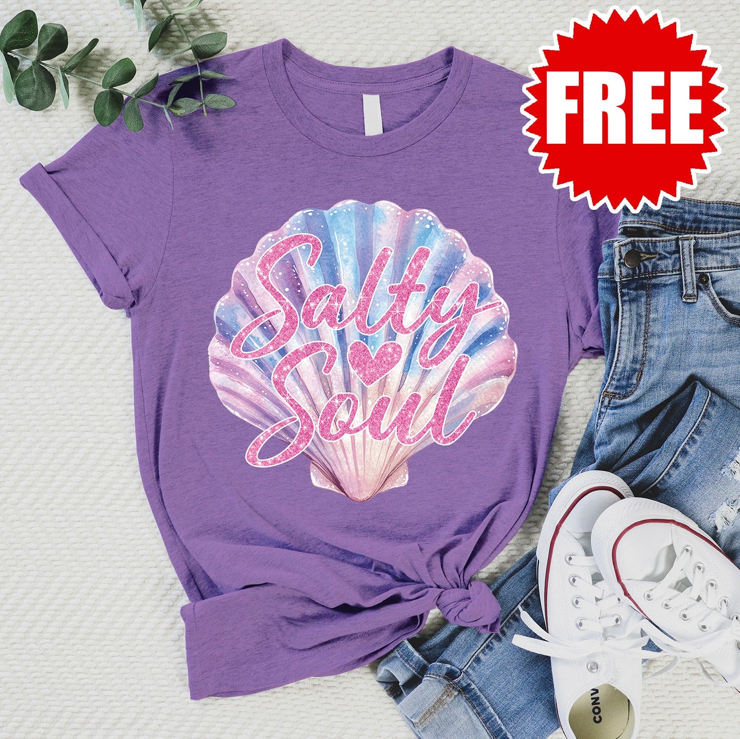 Salty Soul Shell Tee - Heather Grape - 0