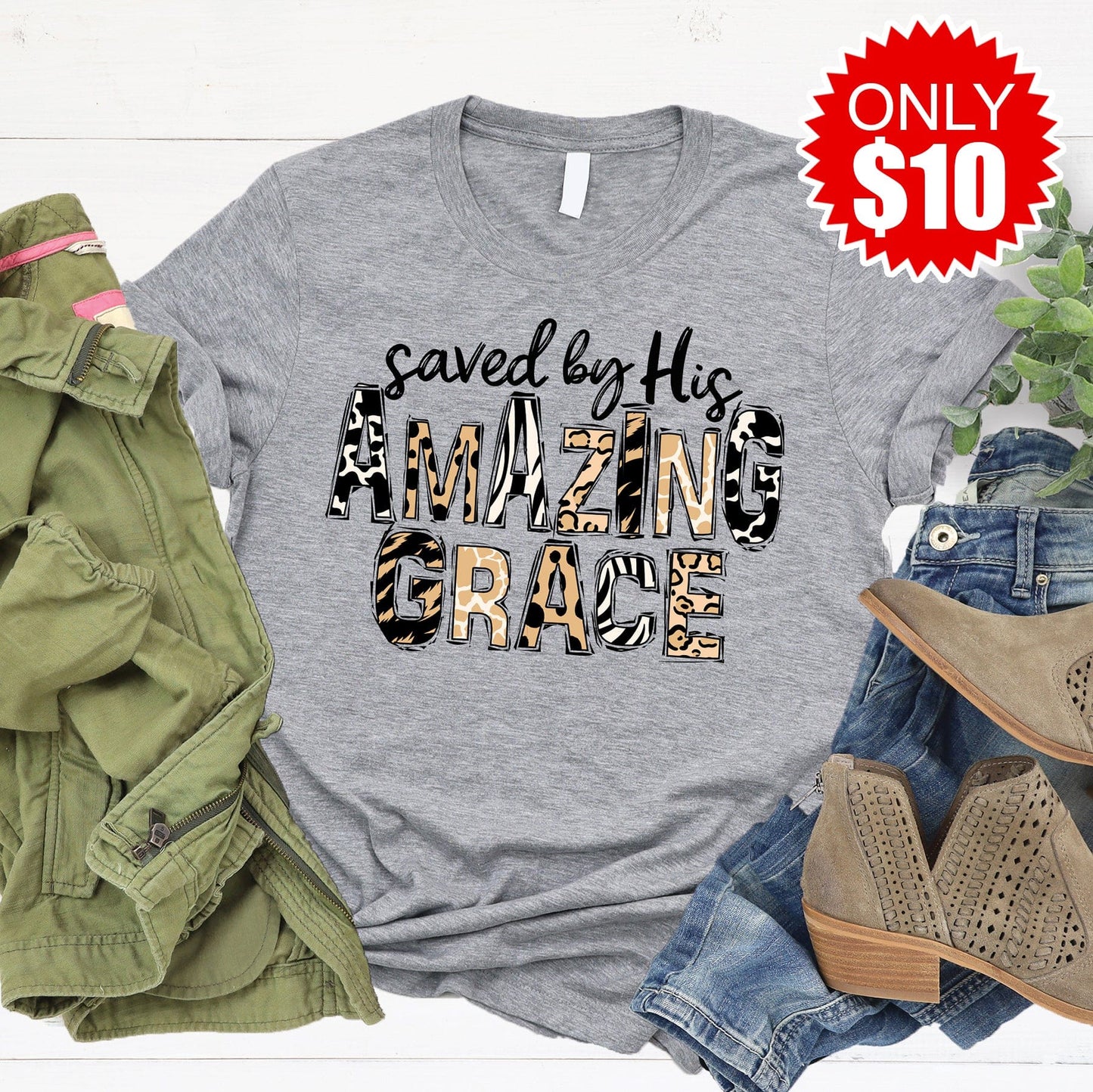 Saved by His Amazing Grace Tee - 10
