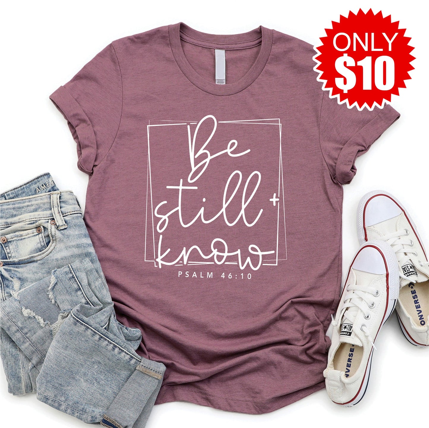 Be Still and Know Tee - Heather Hibiscus