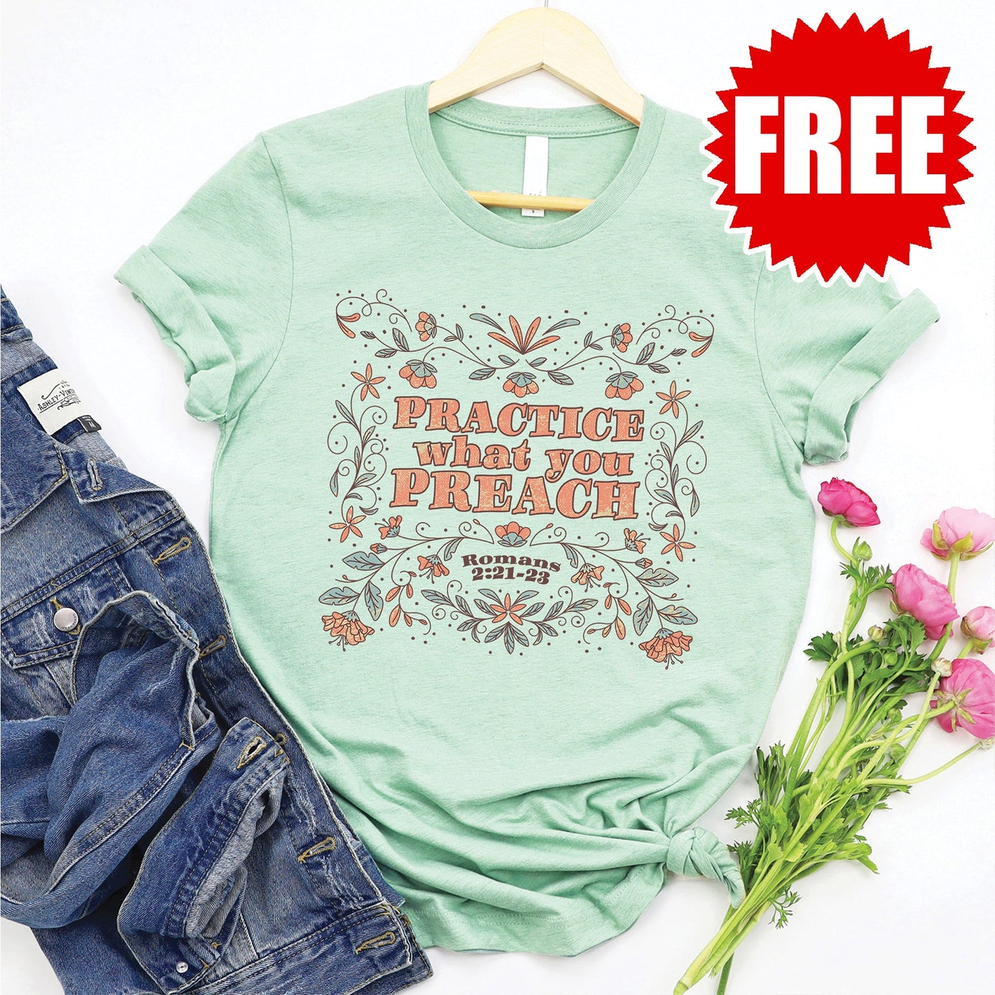 Practice what You Preach Tee - Heather Honeydew - 0
