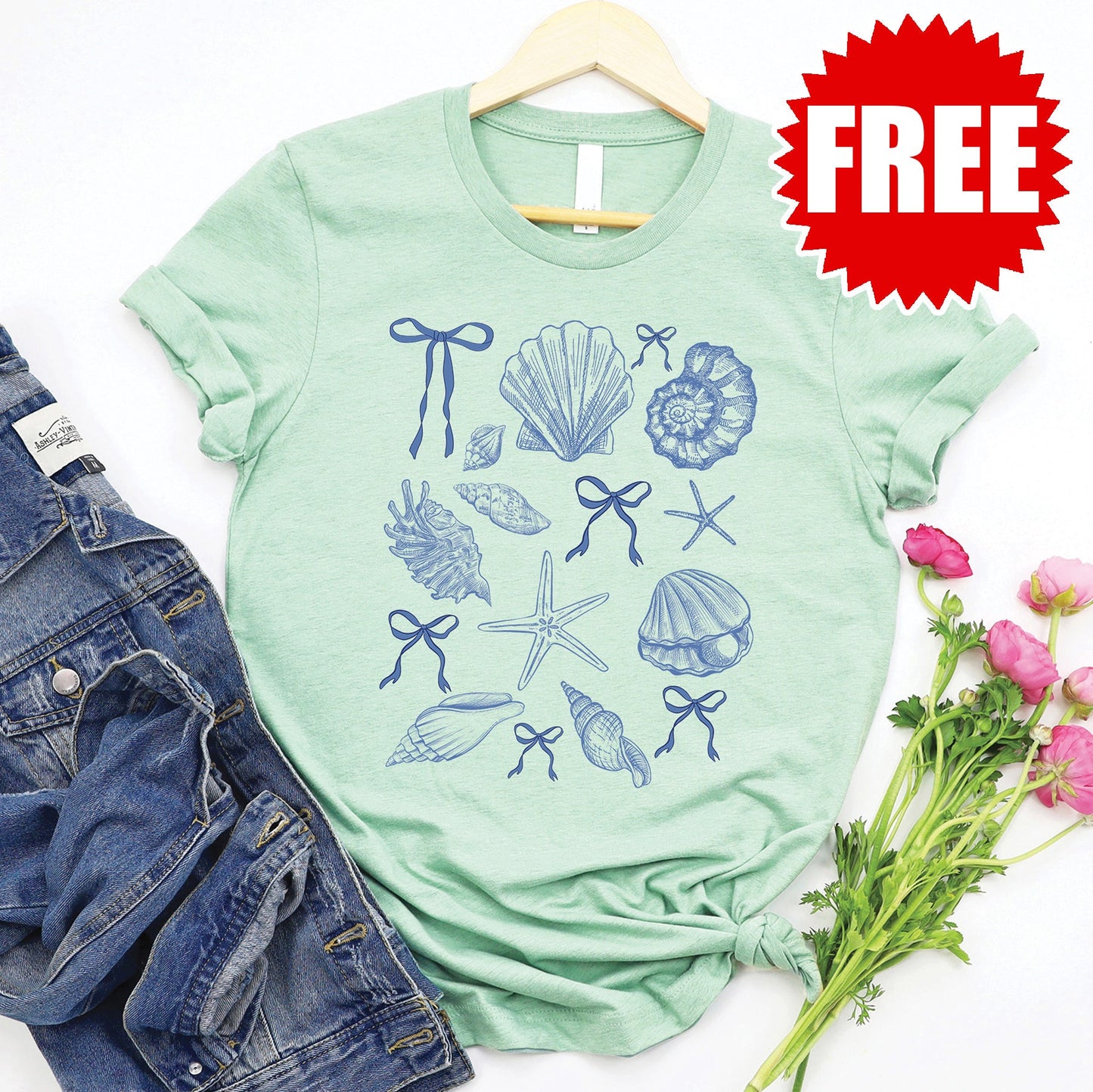 Sea Shells Tee - Heather Honeydew - 0