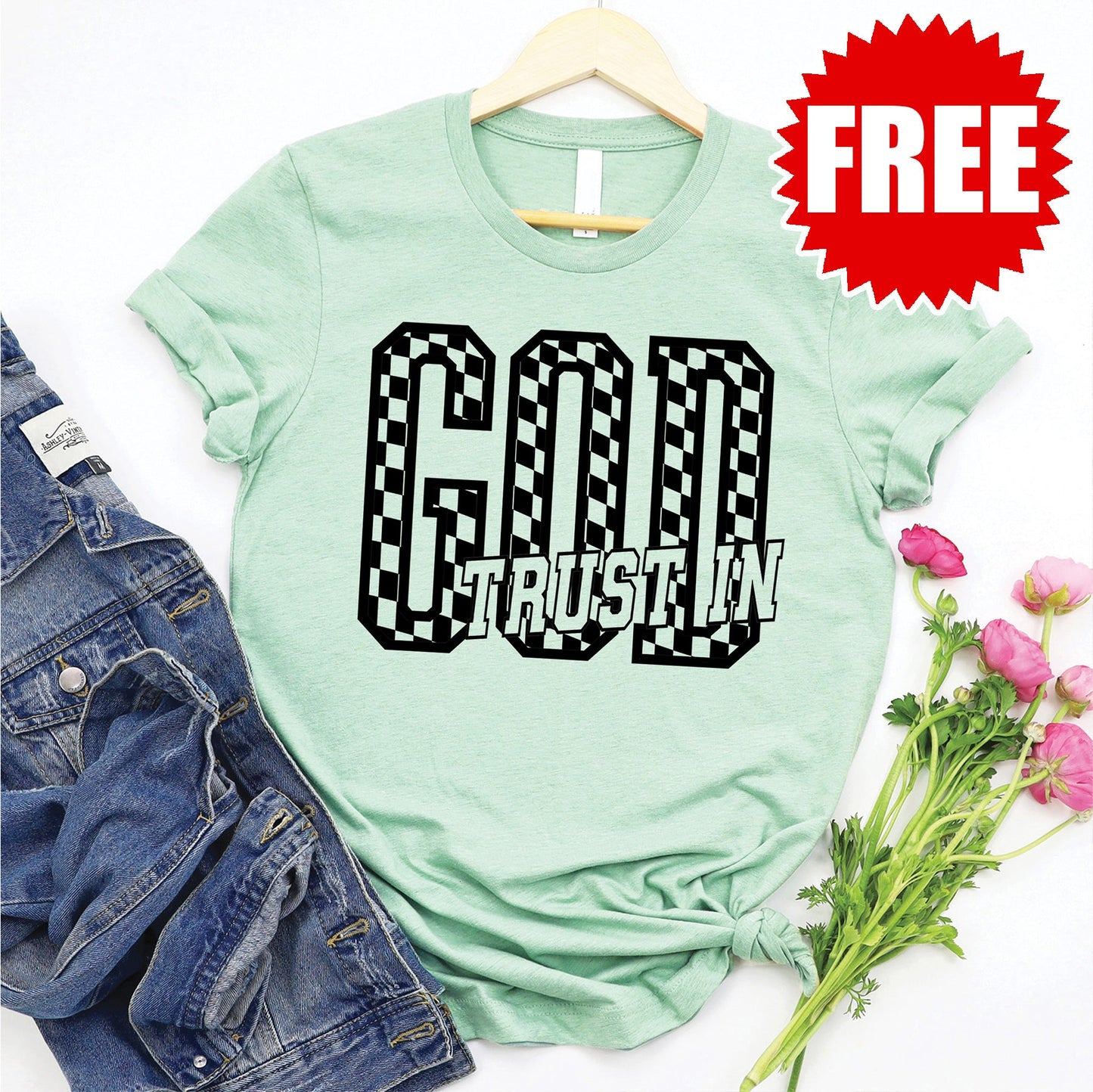 Trust In God Tee - Heather Honeydew - FREE
