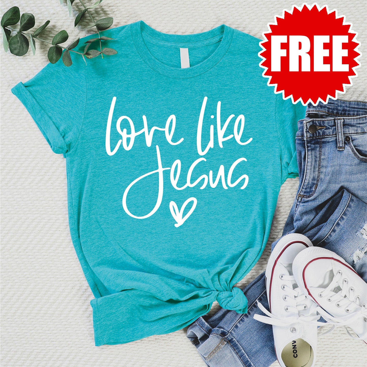 Love Like Jesus Cursive Tee - Heather Jade - 0