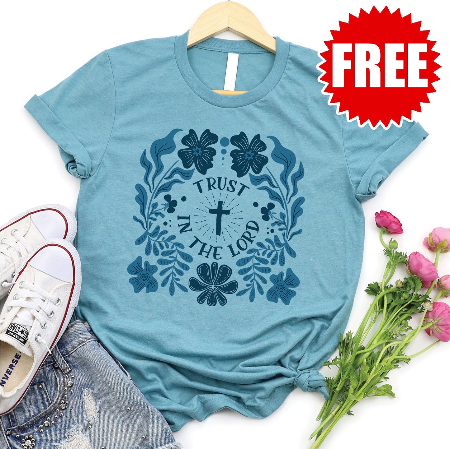 Trust In The Lord Tee - Heather Lagoon Style001