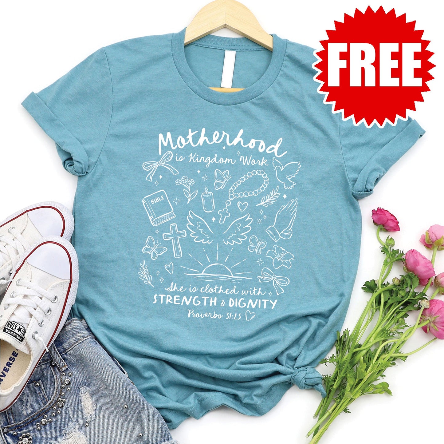 God Is Good Tee - Heather Lagoon - 0 Style001
