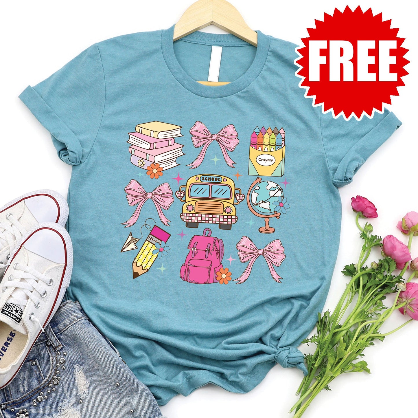 School Stuff Tee - Heather Lagoon - 0