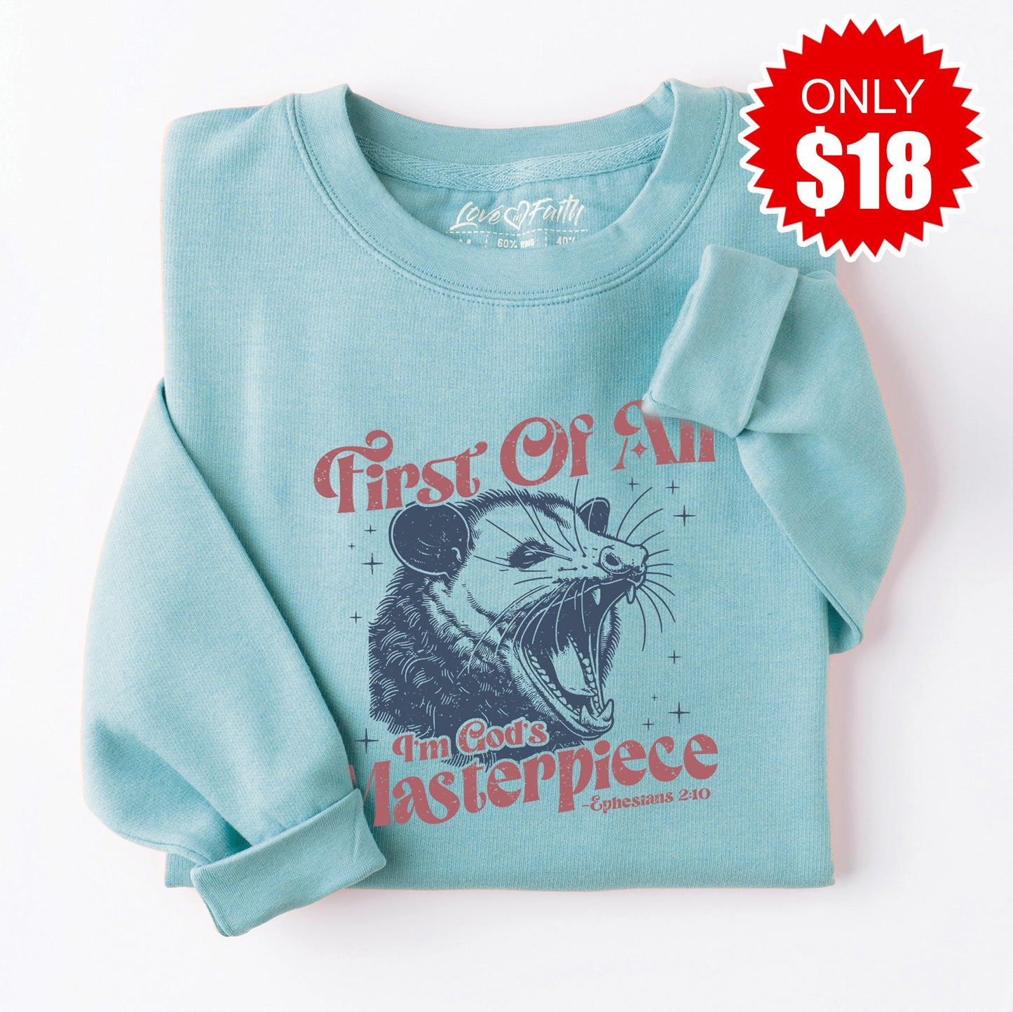 God's Masterpiece Sweatshirt - Heather Lagoon - 18