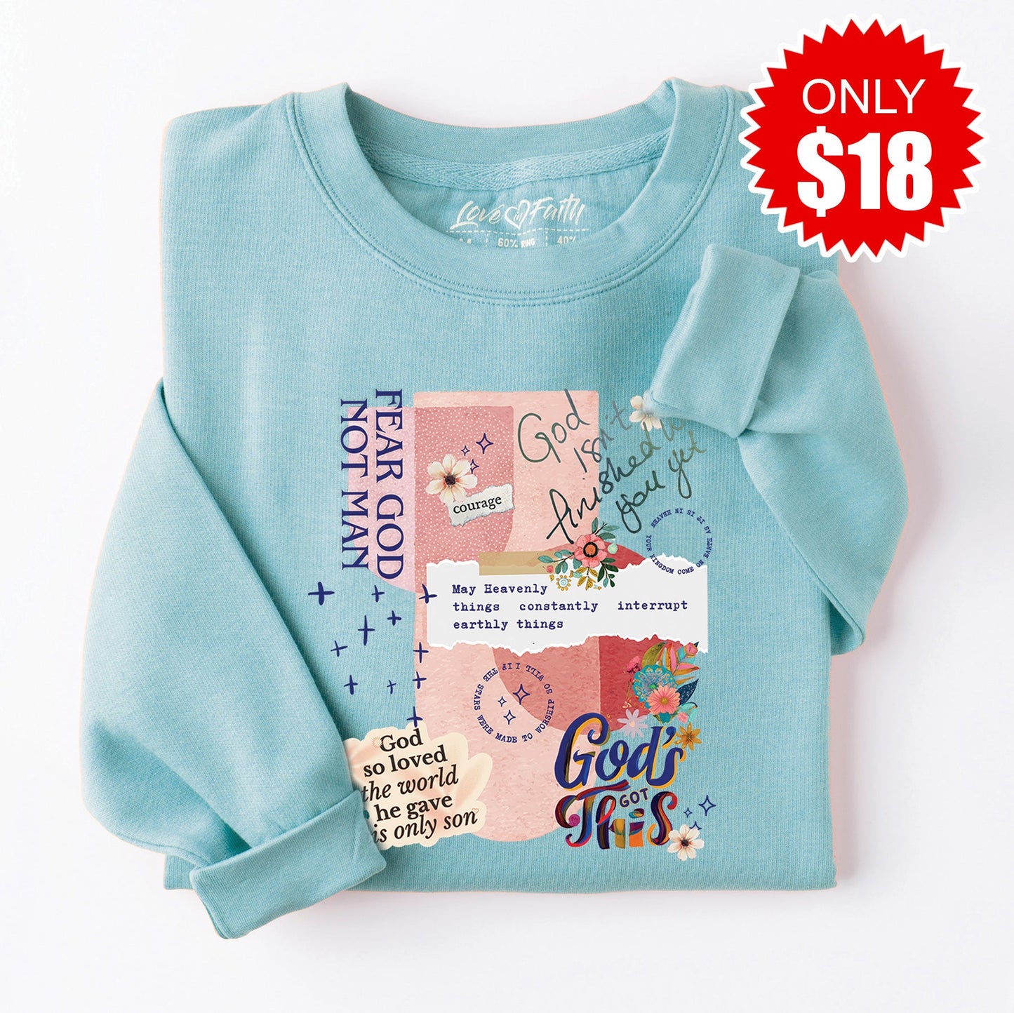God Isn't Finished Sweatshirt - Heather Lagoon - 18