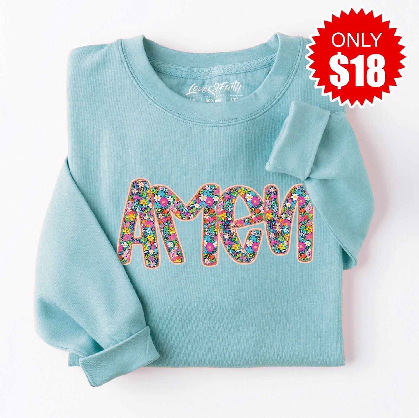 Amen Sweatshirt - Heather Lagoon - 18