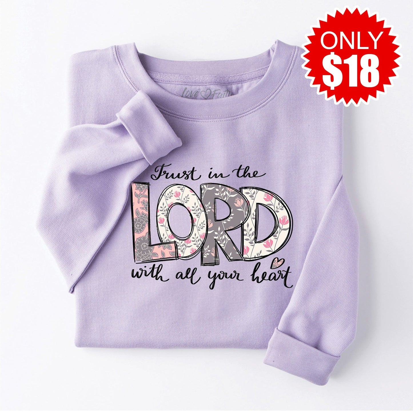 Trust in the Lord Crewneck Sweatshirt - Heather Lavender Dust