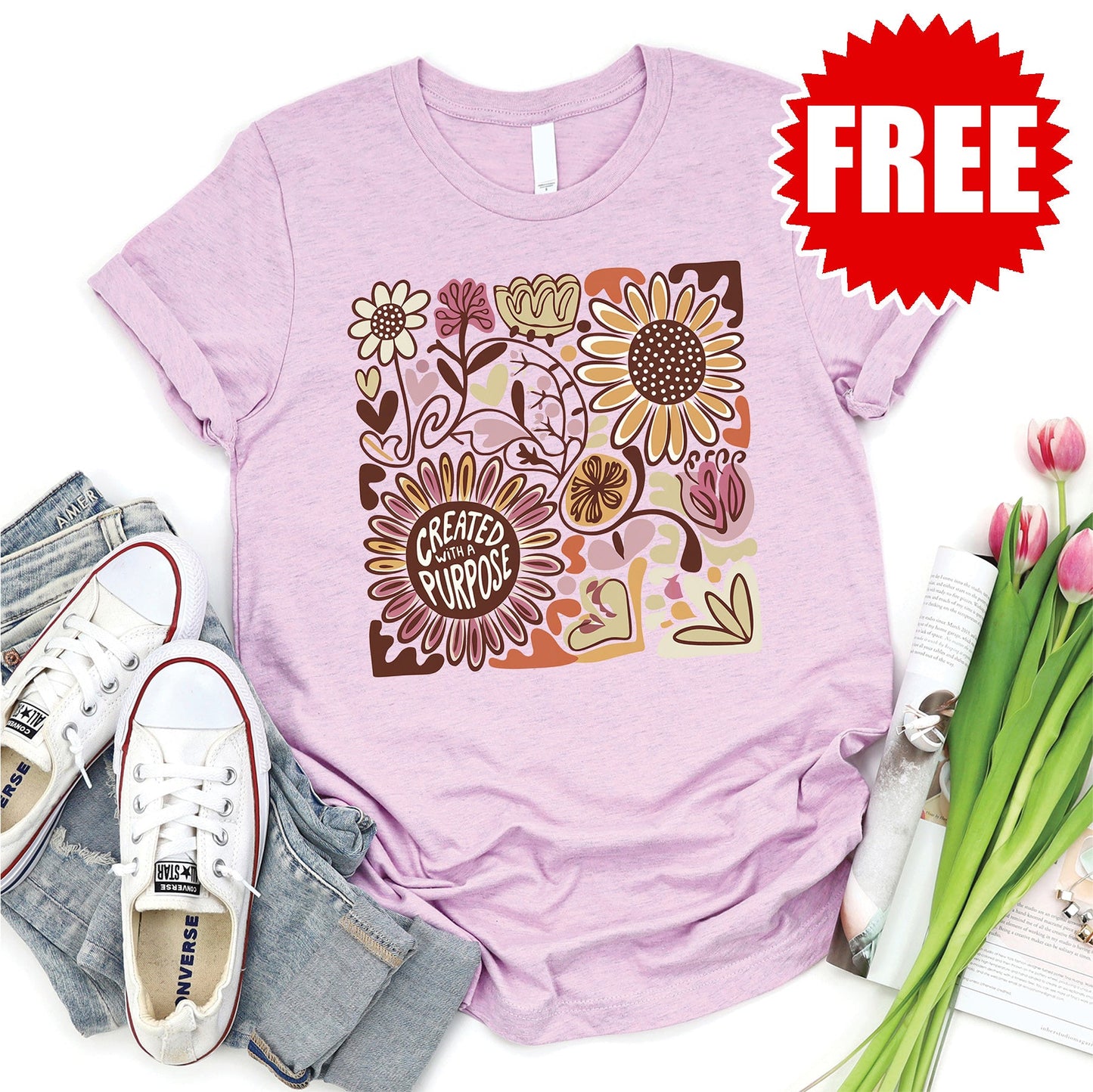 Created with a Purpose Tee - Heather Lilac - 0