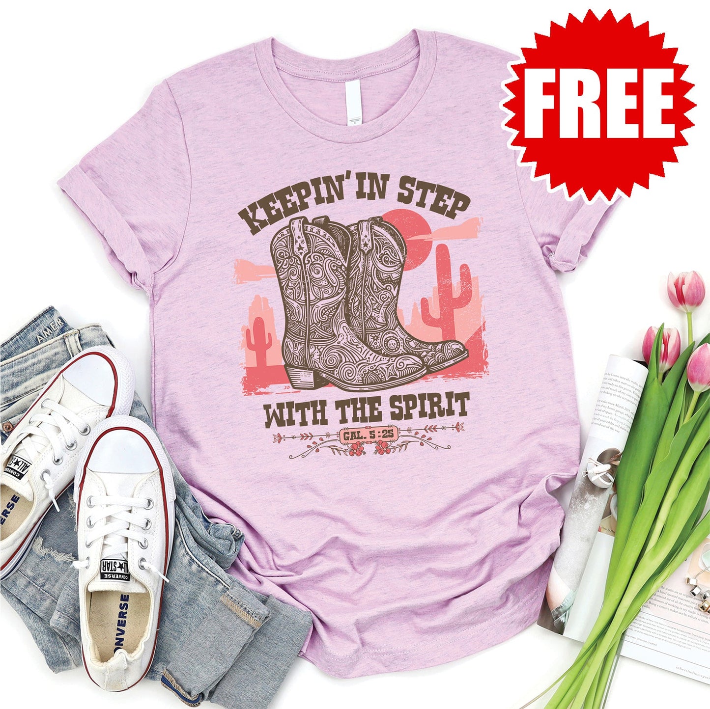 Keepin in Step Tee - Heather Lilac - 0