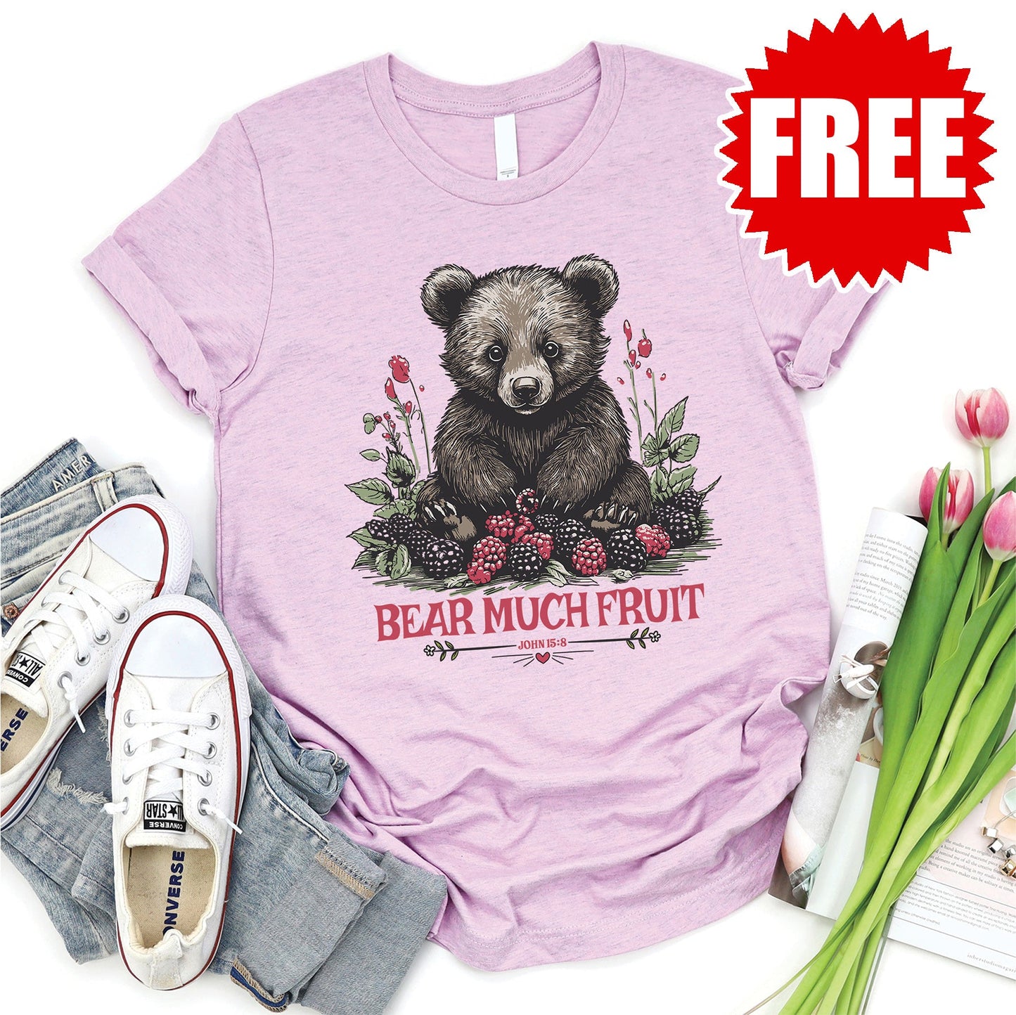 Bear Much Fruit Tee - Heather Lilac - 0