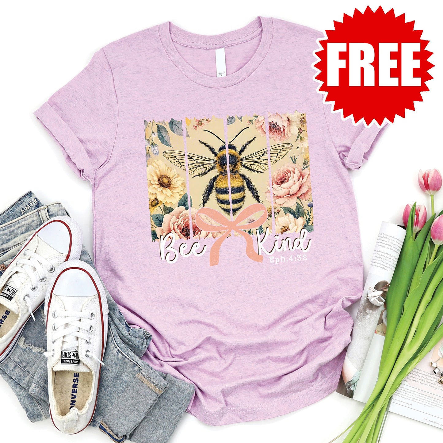 Bee Kind Tee - Heather Lilac - 0