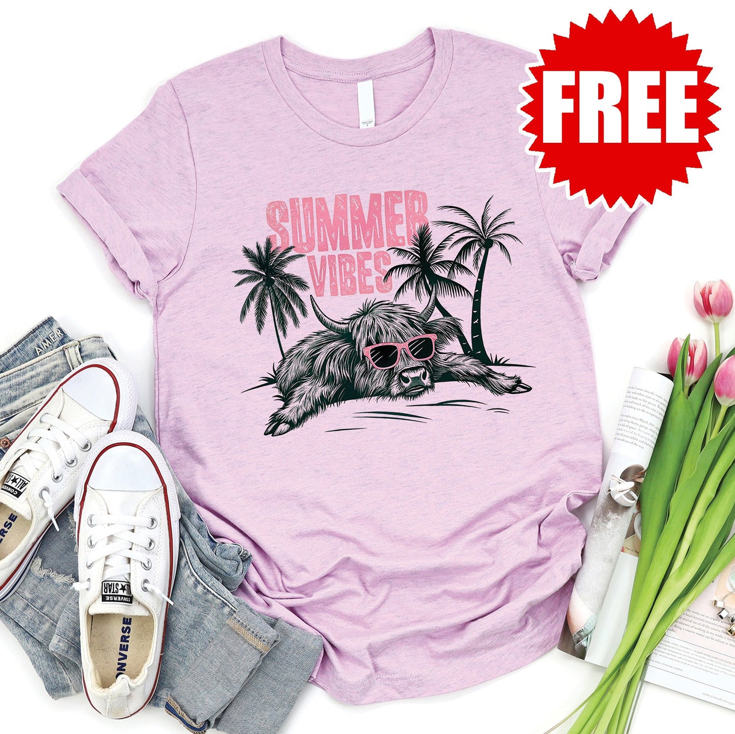 Summer Vibes Tee - Heather Lilac - 0 Style001