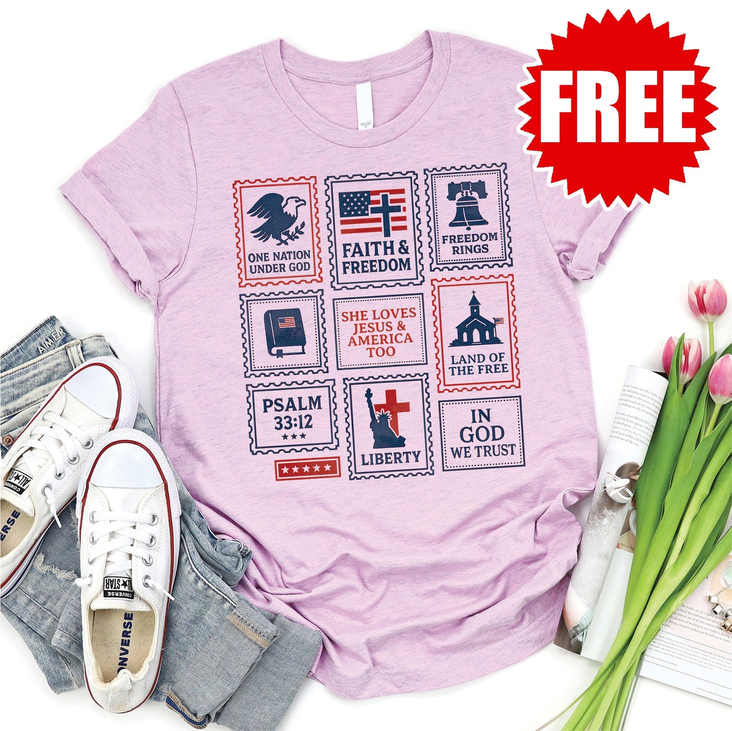 Stamps Tee - Heather Lilac - 0