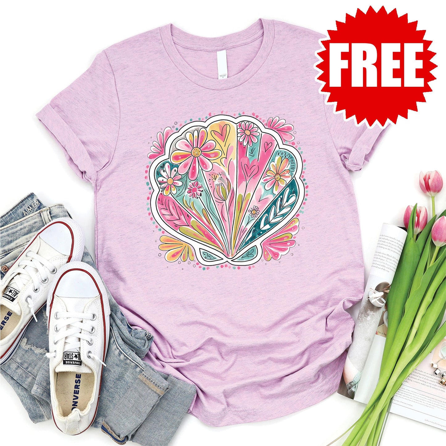 Clam Tee - Heather Lilac - 0