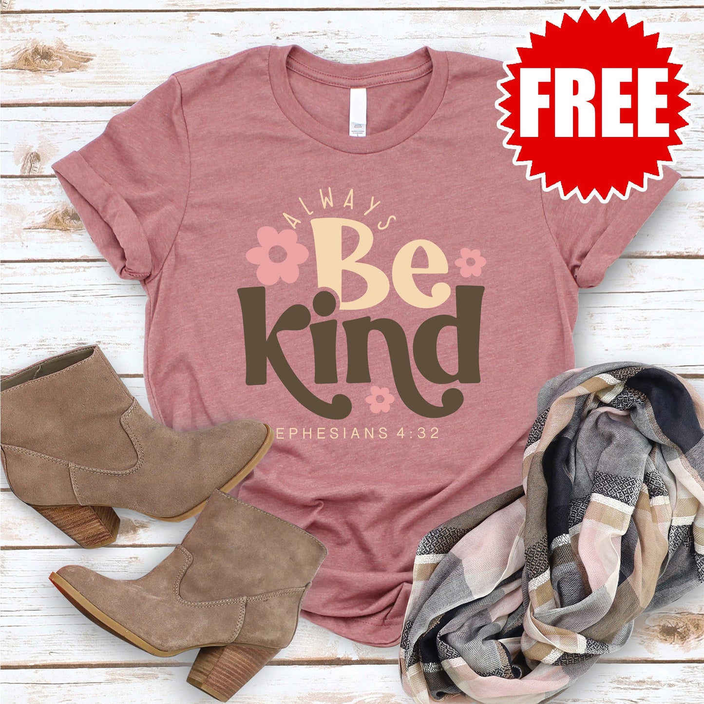 Always Be Kind Tee - Heather Mauve