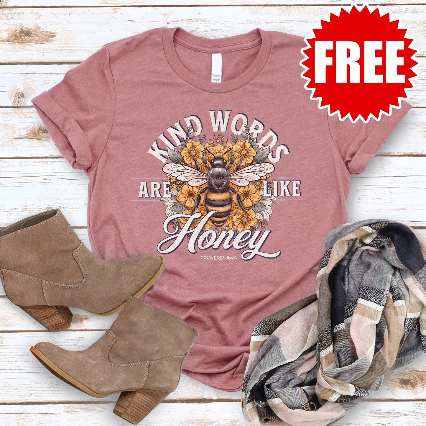 Kind Words Are Like Honey Tee - Heather Mauve