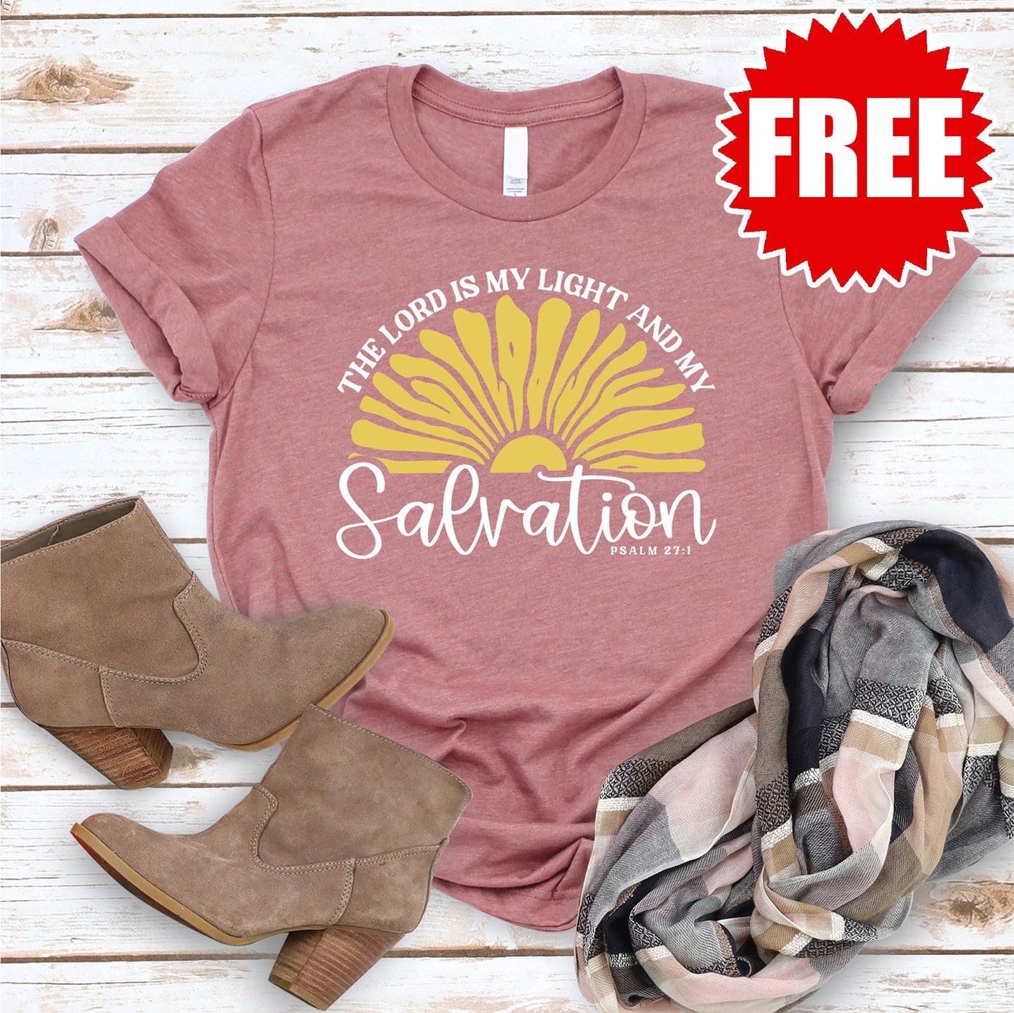 Light and Salvation Tee - Heather Mauve - 0