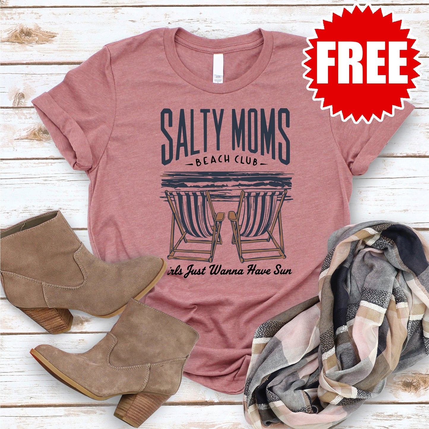 Salty Moms Tee - Heather Mauve - 0