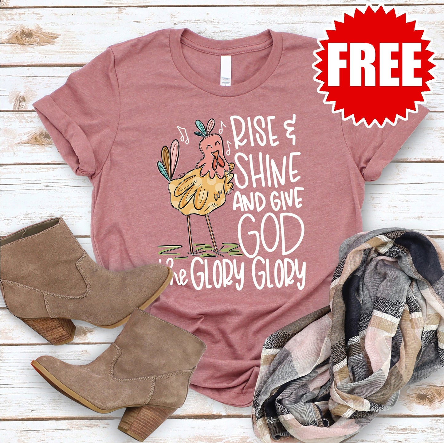 Rise and Shine Tee - Heather Mauve - 0