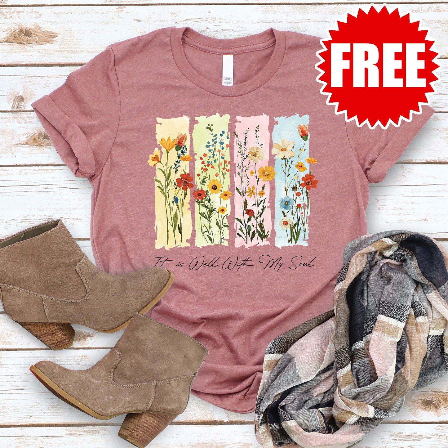 It is Well Tee - Heather Mauve - FREE